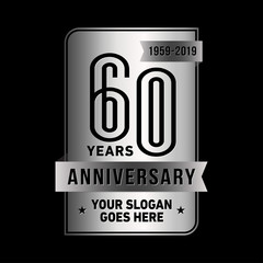 60 years anniversary design template. Sixty years celebration logo. Vector and illustration.