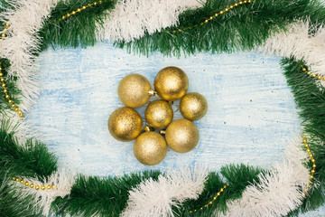 Beautiful Christmas decoration with gold ornaments