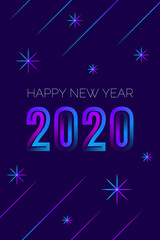 Fototapeta na wymiar Abstract neon 2020 new year poster