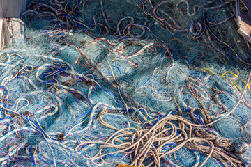 Nahaufnahme von einem blauen Fischernetz