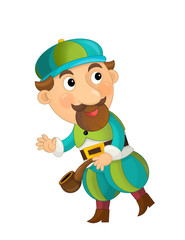 cartoon character young palace dweller or some prince holding pipe on white background - illustration for children