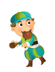 cartoon character young palace dweller or some prince holding pipe on white background - illustration for children