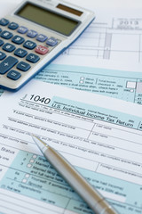 Naklejka na ściany i meble United States federal income tax return IRS 1040 documents