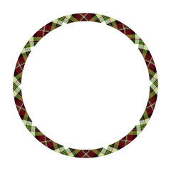 Circle borders and frames vector. Round border pattern geometric vintage frame design. Scottish tartan plaid fabric texture. Template for gift card, collage, scrapbook or photo album and portrait..