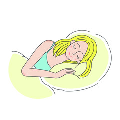 眠るブロンドの女性のイラスト