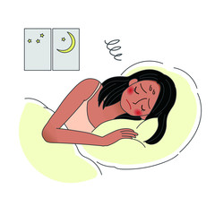 不眠症の女性のイラスト