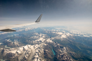 Obraz premium panoramic view of mountains from the airplane