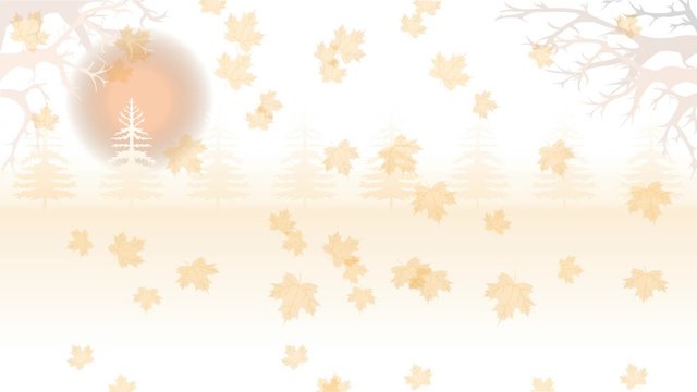 Animated looping foggy tree background with Autumn falling leaf animation