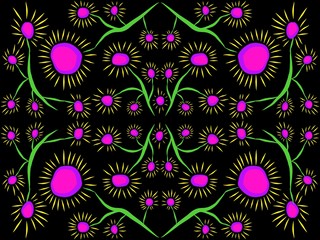 illustration of a floral pattern. the abstract one. black background