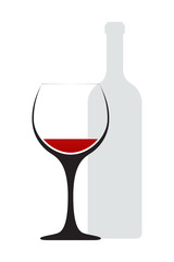 Vector Silhouette Wine Glass. Icon, Symbol, Logo. Alcohol Beverage