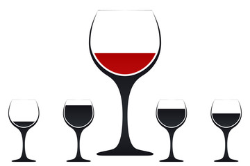 Vector Silhouette Wine Glass. Icon, Symbol, Logo. Alcohol Beverage