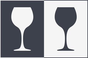 Vector Silhouette Wine Glass. Icon, Symbol, Logo. Alcohol Beverage