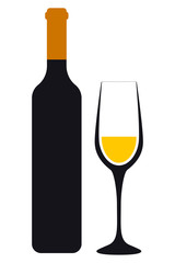 Vector Silhouette Wine Glass. Icon, Symbol, Logo. Alcohol Beverage