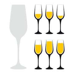 Vector Silhouette Wine Glass. Icon, Symbol, Logo. Alcohol Beverage