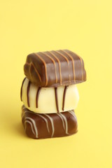 Delicious assorted bonbons cocoa chocolates from Belgium