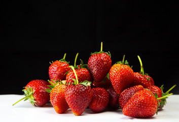 Strawberries were put on the floor.