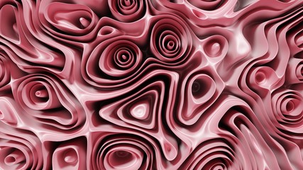 3D Rendering of abstract soft pink curly geometry background