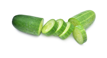 fresh cucumber with slice isolated on white background