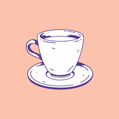 A cup of coffee. Hand drawn vector image isolated on a white background.