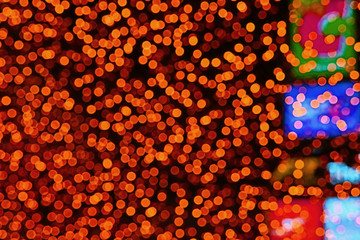 copper color abstract of blur and bokeh colorful light and night garden