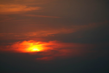 dark sunset back on silhouette red orange evening cloud and sky