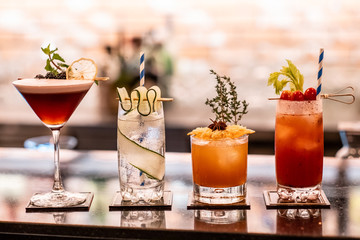 Creative cocktails in a bar
