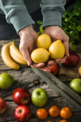 Organic vegetables on wood