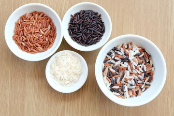 variety of rice with healthy concept