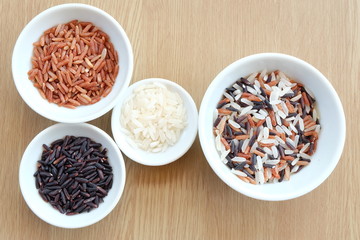 variety of rice with healthy concept