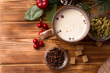 Masala tea. Tea with spices. Milk tea. Milk. New Year. Christmas.