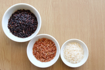 variety of rice with healthy concept