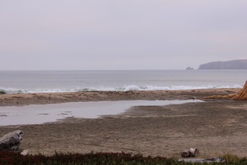 Beautiful waves along the Drakes Beach, Point Reyes National Seashore, Marin County, California