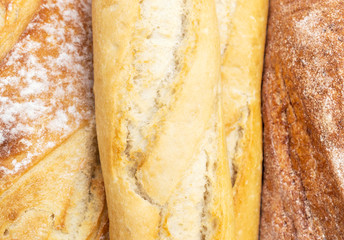 Different kind of breads. Close up. Food background.