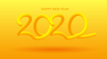 Happy new year 2020 blended interlaced fluid background