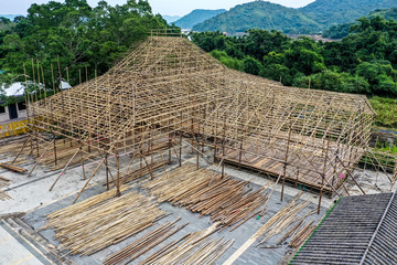 Temporary built Bamboo Theatre and Scaffolding Stage