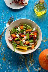 Salad with baked pumpkin, top