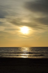 Miri, Sarawak / Malaysia - October 7, 2019: The beautiful beaches of Luak Bay and Tanjung Lubang during Sunset at Miri, Sarawak