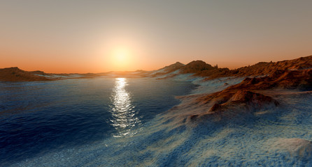 Water on Mars like Planet Shot from Space extremely detailed and realistic 3d illustration of Martian landscape © Sasa Kadrijevic