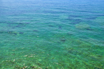 Beautiful water in shallow water in Mediterranean Sea near Montenegro