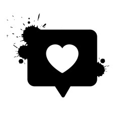 Vector like icon. Social media notification.  Instagram like notification. Grunge style ink drops