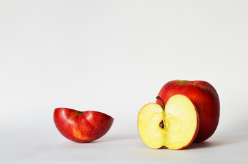 Ripe red apples on white background, fruit photo