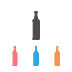 Single flat beer bottle icon set isolated on a white background. Vector