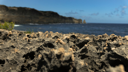 View of clifs on trace des falaises in Guadeloupe.