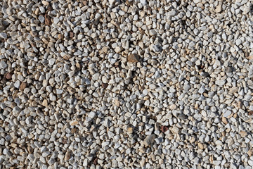 Elevated view of small gravel on ground