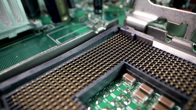 computer hardware - closeup of motherboard electronic circuit board