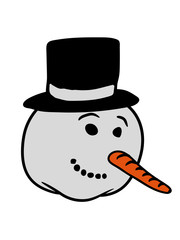kopf gesicht comic schneemann bauen basteln winter schneekugel zylinder hut karotte nase cartoon clipart design kalt freundlich lustig schnee eis