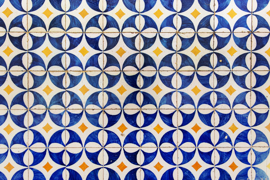Portuguese azulejo ceramic tiles decorative background