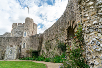 Brighton, England - October 23, 2019: Norman Lewes Castle conservation area at Wallands Park, East Sussex county town with city landscape in background. © wittayayut