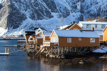 traditional norwegian wooden house rorbu