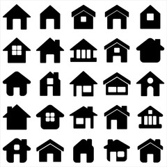 Set of home icon. symbol of house or building with trendy flat style icon for web site design, logo, app, UI isolated on white background. Vector Illustration